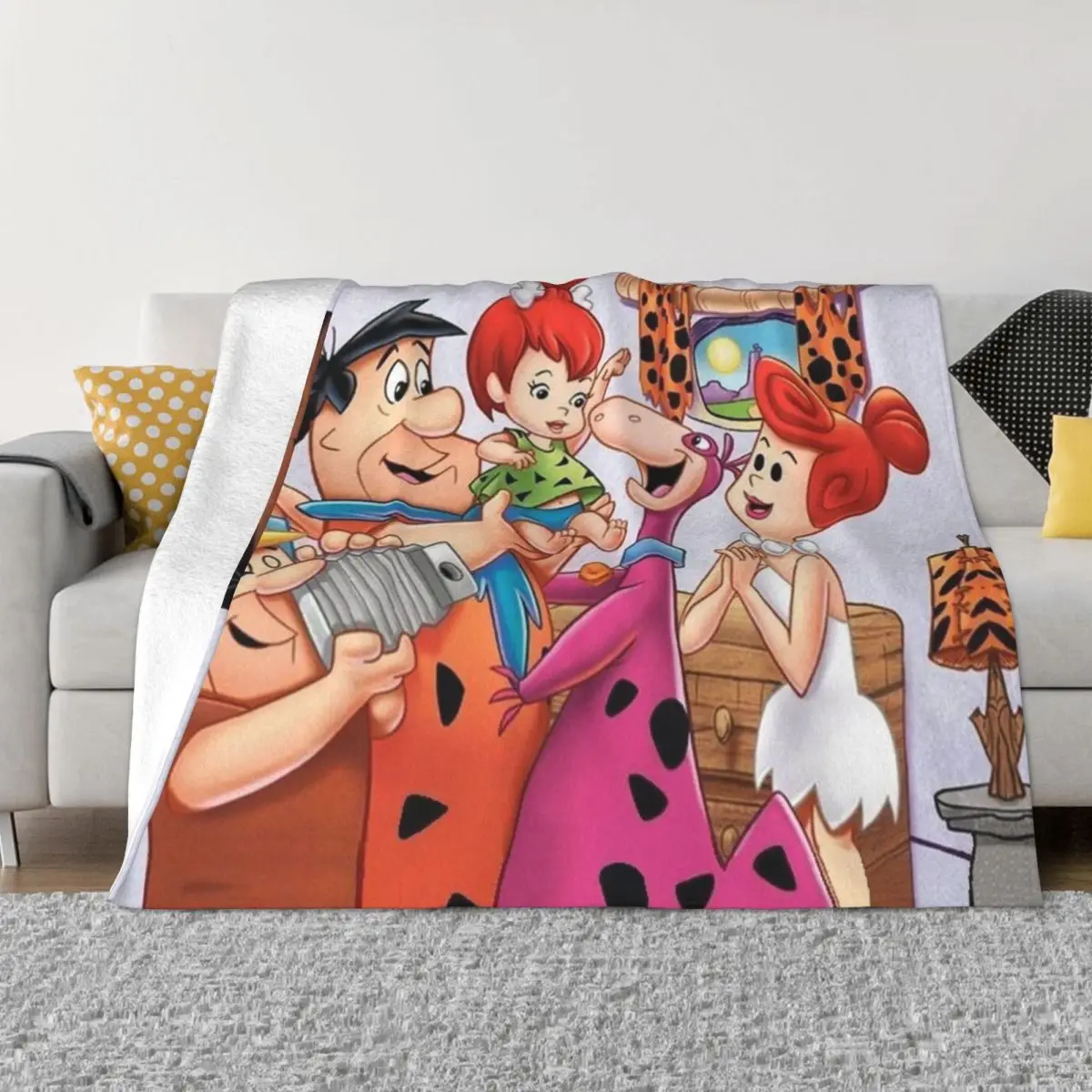 

Многофункциональные мягкие одеяла Flintstone, мультяшное искусственное покрывало в стиле аниме, для спальни, тонкое плюшевое одеяло, весна-осень