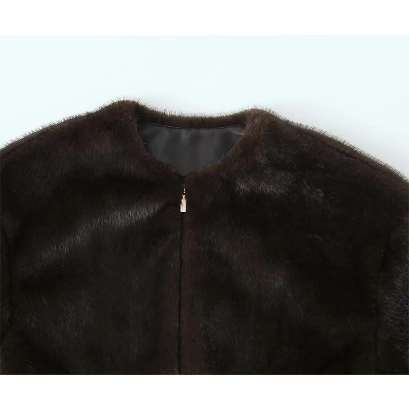 Women Autumn Winter Jacket Fashion Faux Fur Short Coat Long Sleeve Zipper New Bomber Jackets Warm Casual Streetwear Outerwear