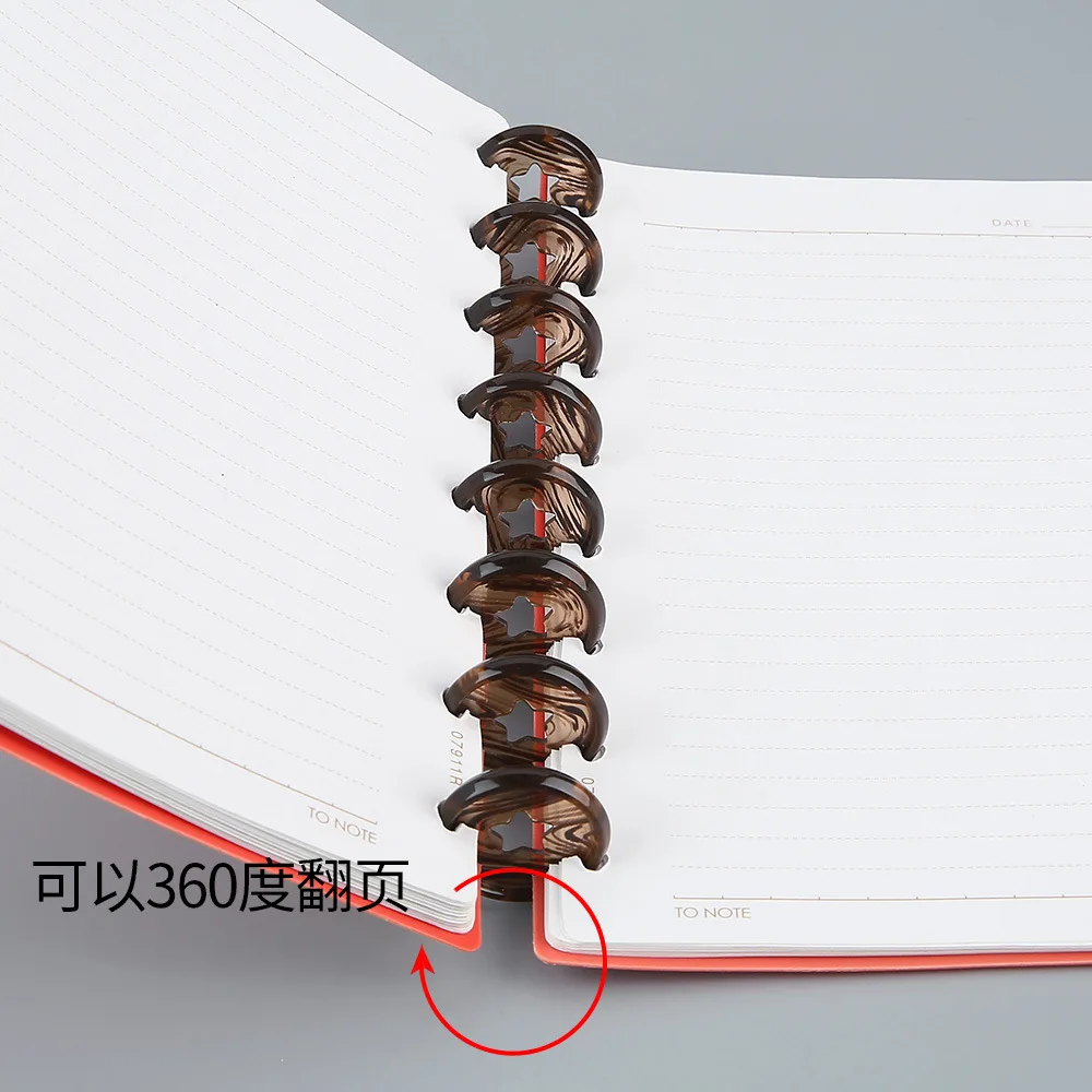 26mm Amber Star Mushroom Hole Discs Loose-leaf Ring Disc Binder Ring Discbound Notebook Discbound Discs Mushroom Binders 12pcs