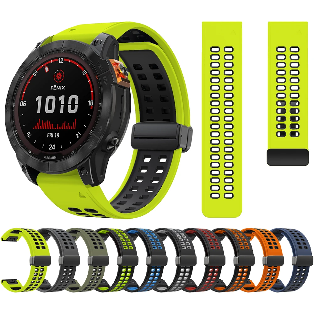 

Ремешок для наручных часов QuickFit, силиконовый магнитный складной браслет с пряжкой для Garmin Fenix 7 7X Pro 6 6X 5 5X Plus/Epix Gen 2/Тактический, 26 мм 22 мм