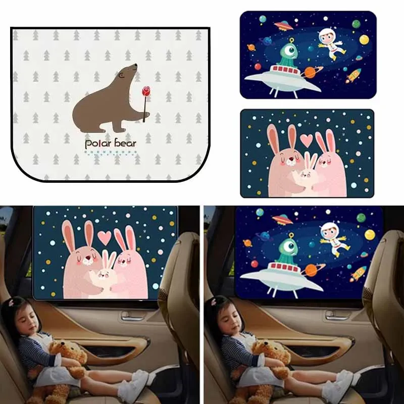 Magnetic Curtain Car Sunshade Side Window Universal Cartoon Sun Protection Insulation Curtains in The Car Window Sunshade Cover