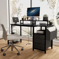47.3" Computer Desk with Power Outlet,Monitor Stands,Shelves, Writing Table/Gaming Desks with Drawers,Office Desk 2