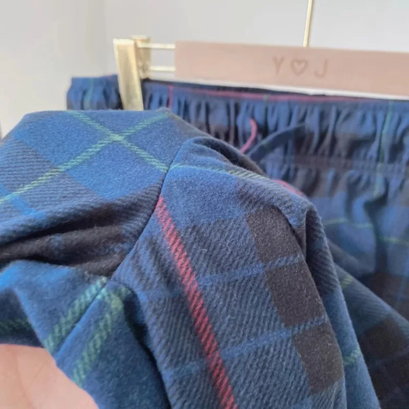 Men's Pants Light Fleece Warm Light Soft Plaid Male Sleep Bottoms Trousers