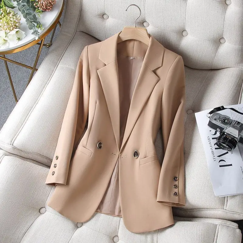 

UNXX 2023 New Spring Autumn Casual Khaki Suit Jacket for Women, Small Size, Korean Style, Elegant and Slim Fit Hot Sale Jacket