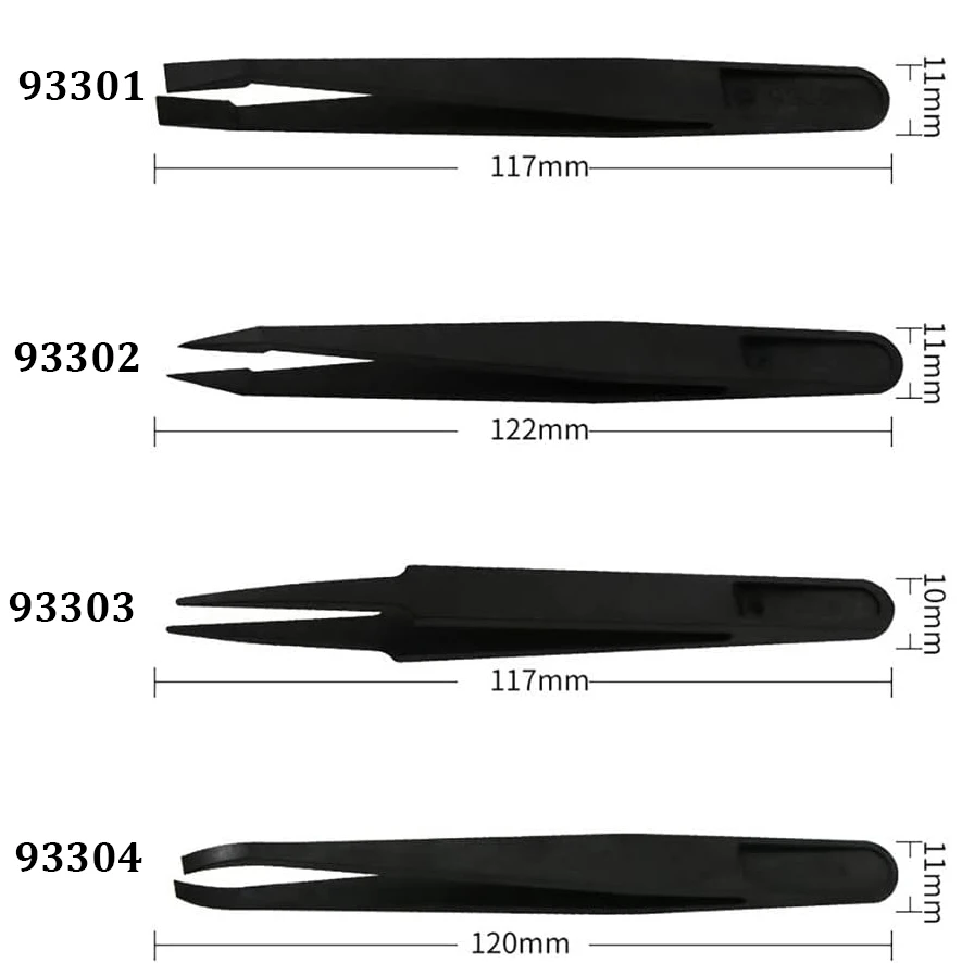 Plastic Pointed Tip Anti-static Carbon Fiber Electronic Tweezers Kit Electronics DIY Repair Tool 8PCS precision tweezers tweezer tool esd anti static tweezers soldering tweezers