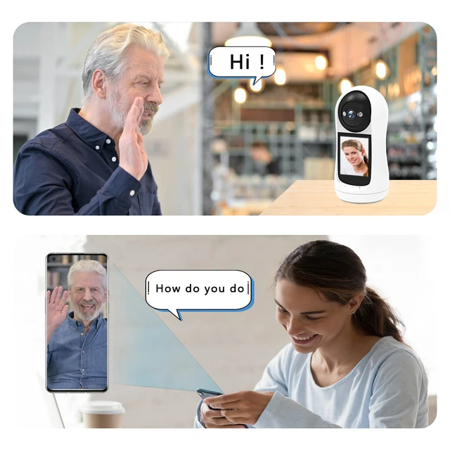 4MP 2K PTZ Wifi Camera Video Call with 2.8 Inch IPS Screen Baby Cry Sound Detection Security IP Camera 3MP Baby Monitor iCSee 2