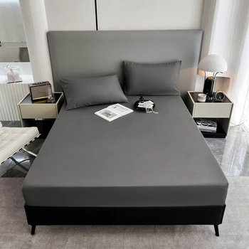 Un ensemble de housse de lit et taie d'oreiller de couleur unie 3 pièces, comprenant 1 housse de lit + 2 taies d'oreiller (sans noyaux), lavable en machine 1