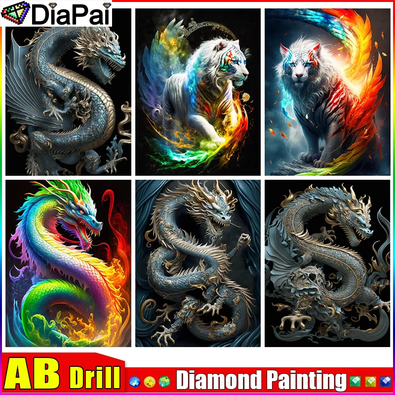 

Алмазная 5D Вышивка DIAPAI AB, набор для рукоделия «дракон, тигр, животное», алмазная живопись «сделай сам», вышивка крестиком, украшение для дома, подарок