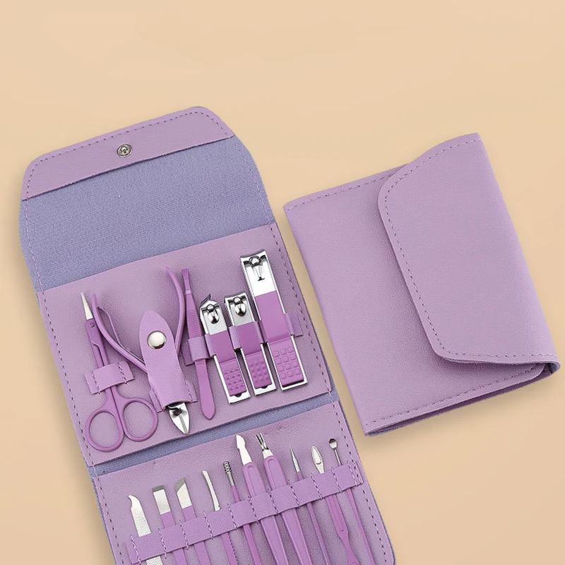 16pcs Nail Cutter Set Stainless Steel Nail Clippers Set With Folding Bag Manicure Cutter Kits Scissors Beauty Tool 5