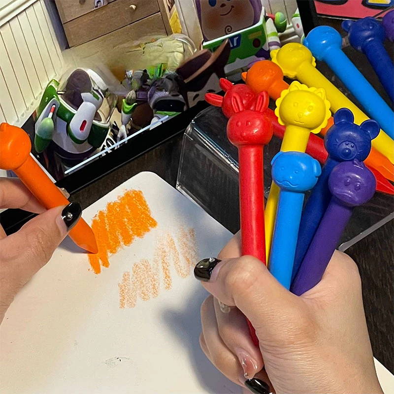 6/12 Color Plastic Crayons-Children's Non-Dirty-Hand, Suitable for Kindergarten Drawing, Graffiti Art & School Supplies - 3