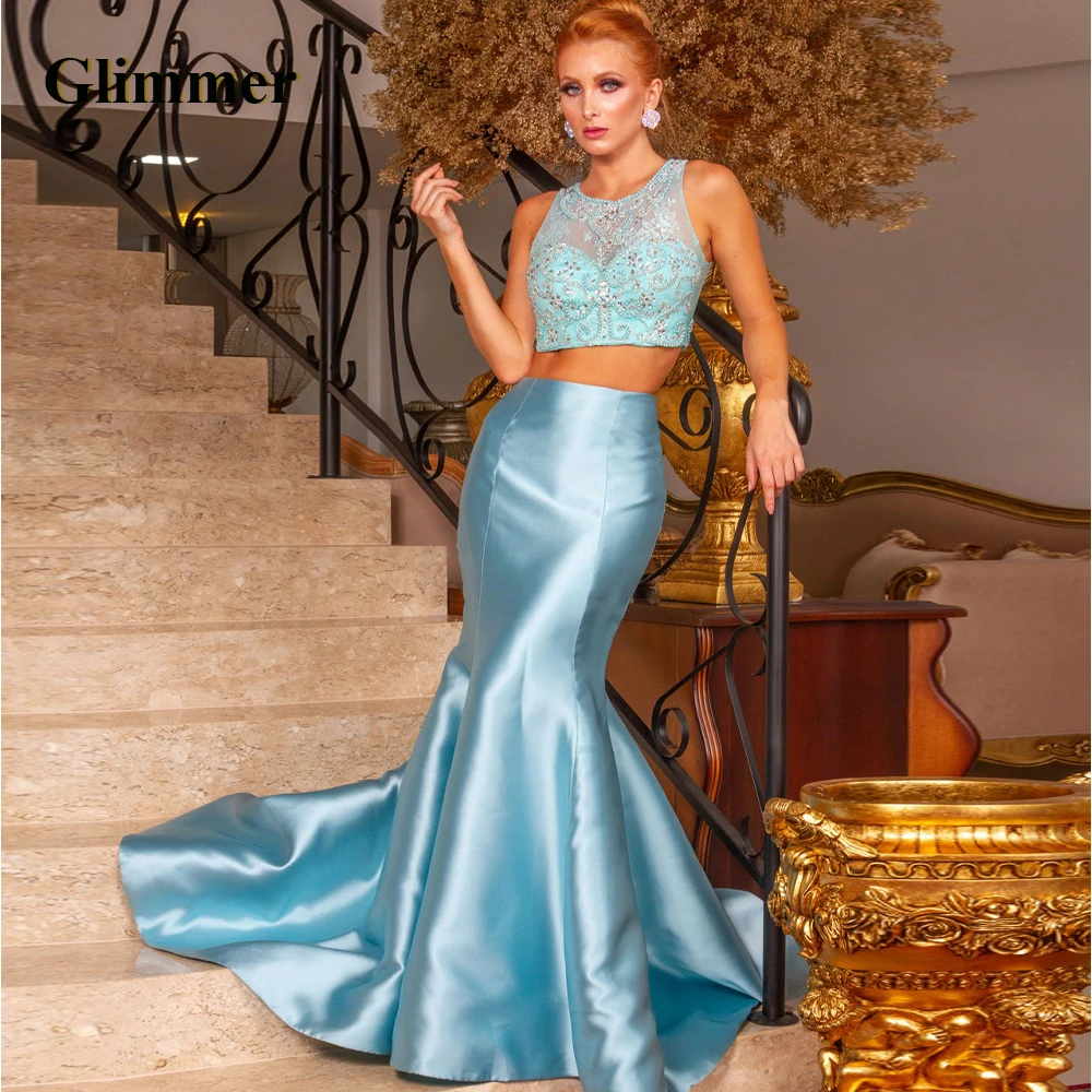 

Glimmer Elegant Mermaid Evening Dresses Formal Prom Gowns Dropping Shipping Vestidos De Fiesta Abendkleider Robe Ball Stretch