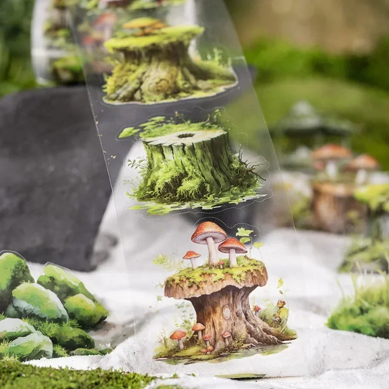 1Roll Handbook Decoration Tape PET Forest Moss Green Plant Stickers Meadow Adhesives School Supplies Scrapbook 60mm*2m 2