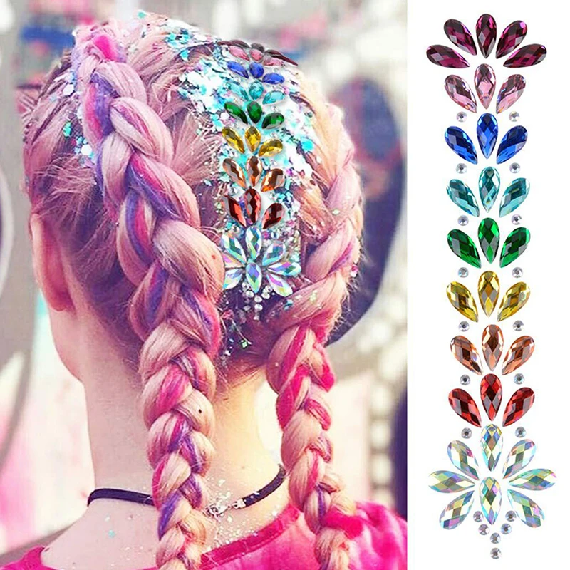 3D Rainbow Crystal Forehead Headpiece Sticker Hair Jewels Face