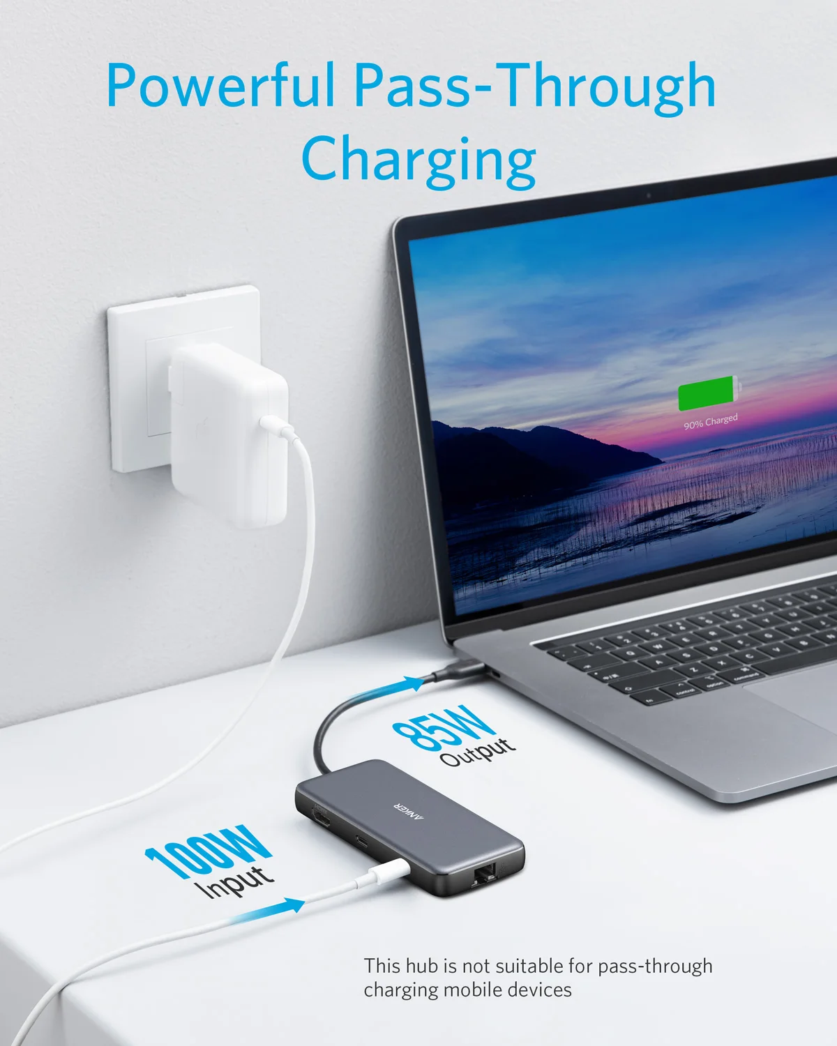 Anker 555 USB C Hub PowerExpand 8-in-1 Type c Hub with 100W Power Delivery  4K 60Hz HDMI Port 10Gbps Usb Hub Type C