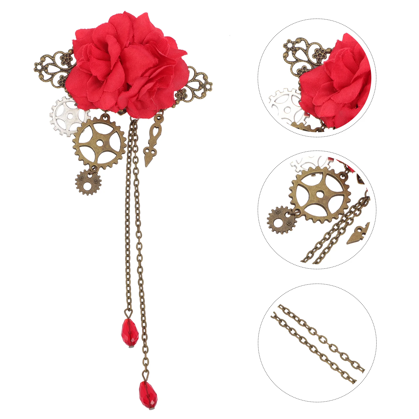 

Gothic Hair Accessories Mechanical Gear Rose Hair Clip Lolita Accessories