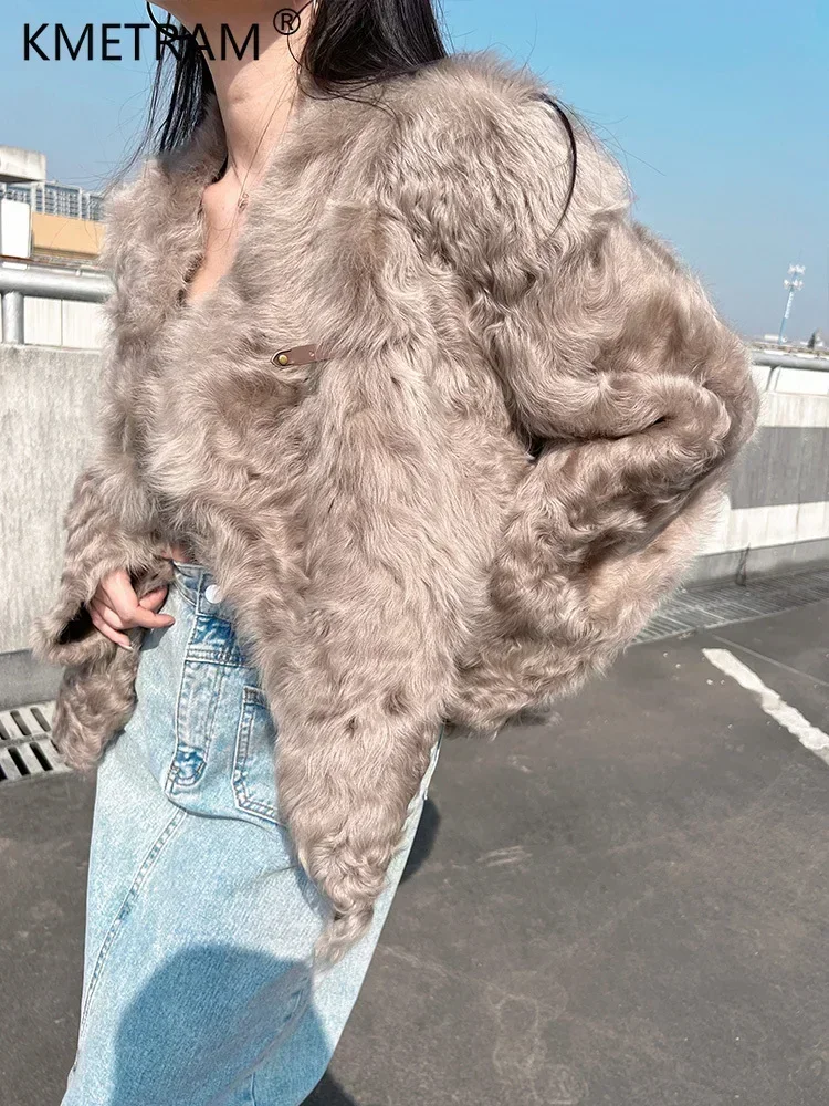 Natural Little Lake Sheep Fur Jackets for Women 2024 Real Fur Coat Womens Luxury Winter Fashion Two Sides Wear Leather Jacket