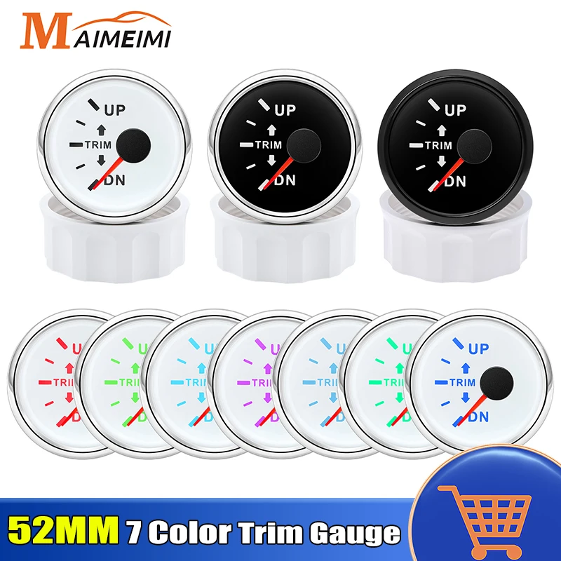 트림 게이지 센서, 7 색 LED 백라이트, 12V 24V 자동 보트 해양 보트 차..