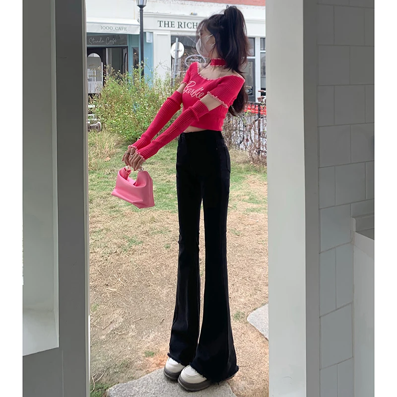 

High waisted stretch flared jeans for women