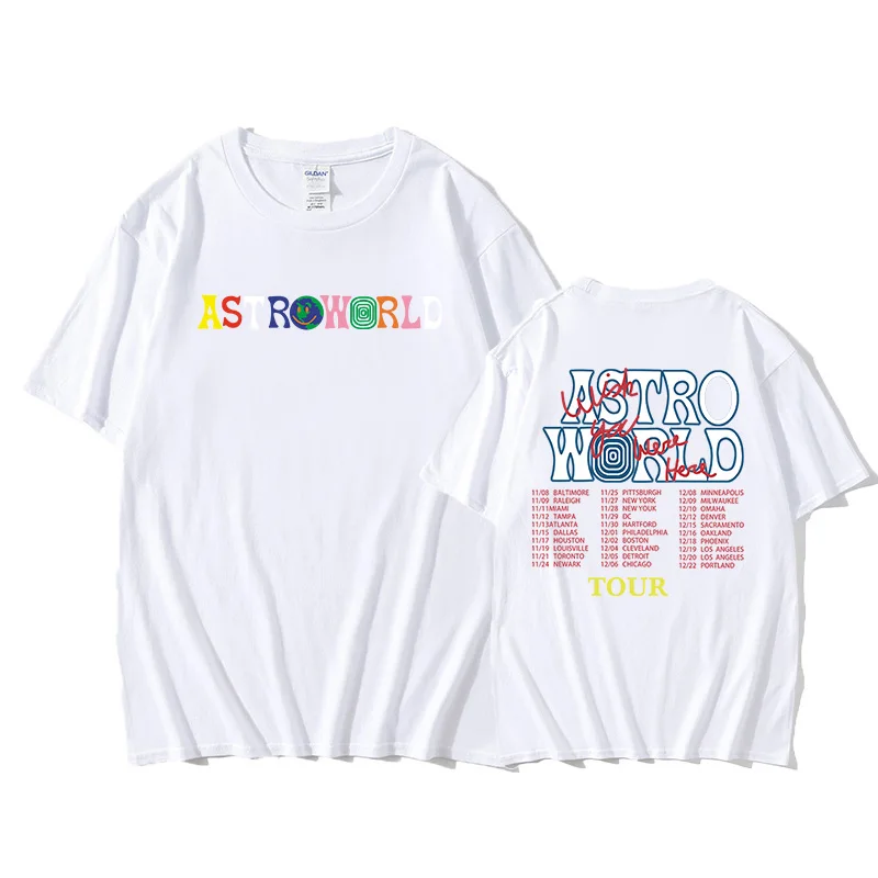 Hot Travis Scott T-Shirts AstroWorld Print T-Shirt Men Oversized Cotton T- shirt High Street Boy Hip hop Tee Tops Men's Clothes _ - AliExpress Mobile