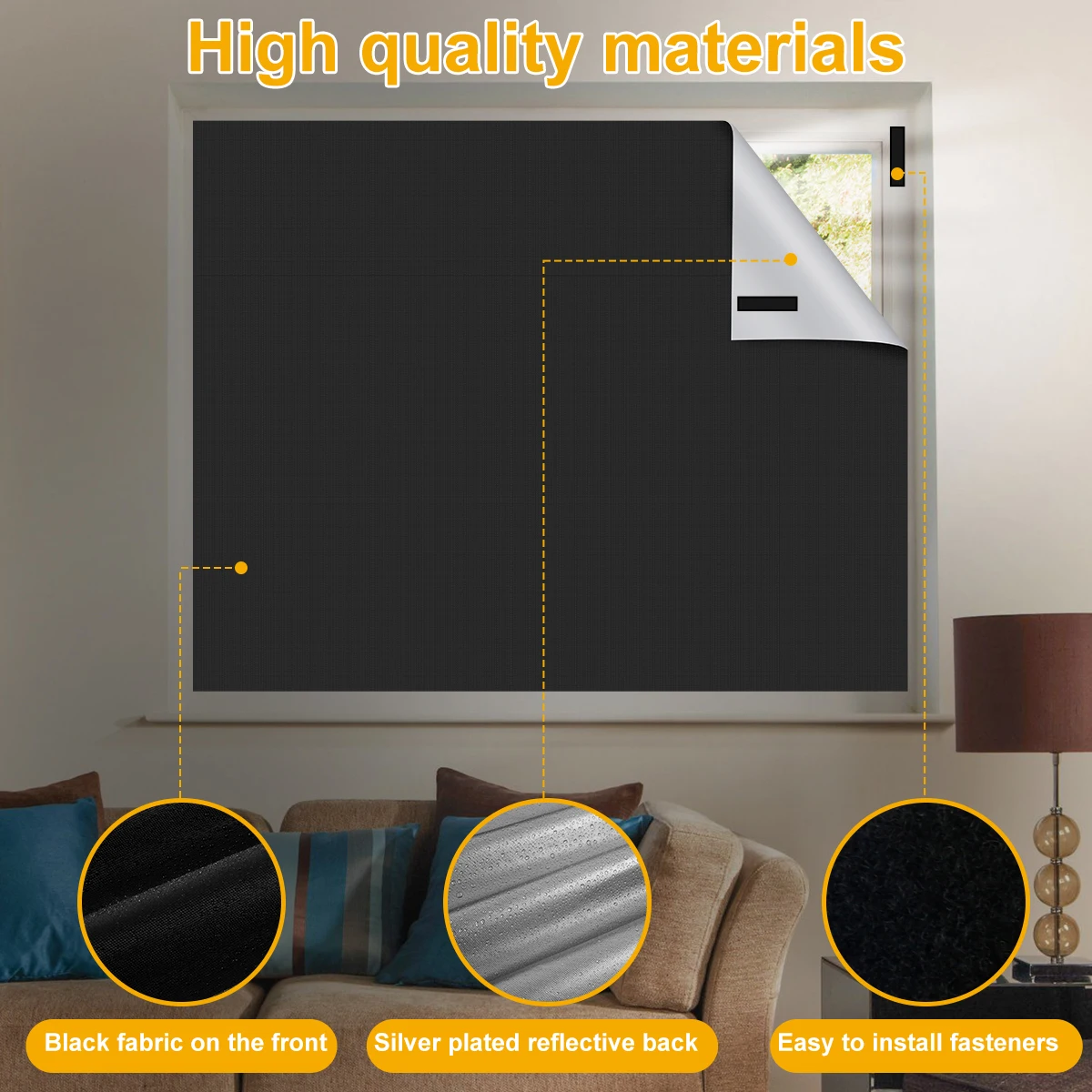 Black Polyester Blackout Curtain for Bedroom and Living Room