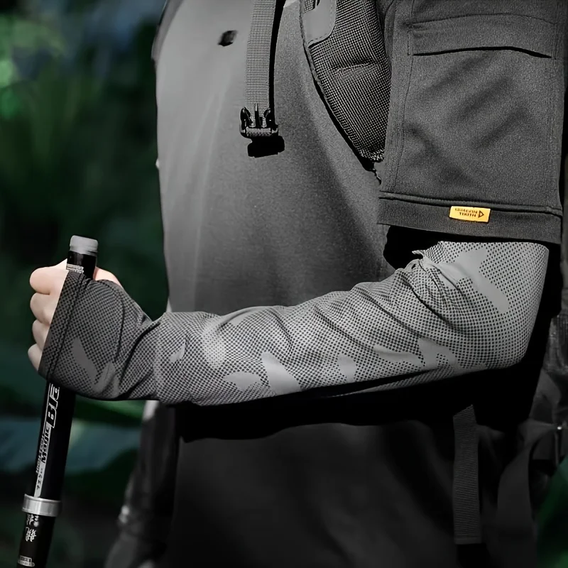 Ice Silk Sleeve UV Sun Protection Breathable Cooling Anti-Slip Camo Arm Sleeves Outdoor Driving Hiking Fishing Cycling Sleeve