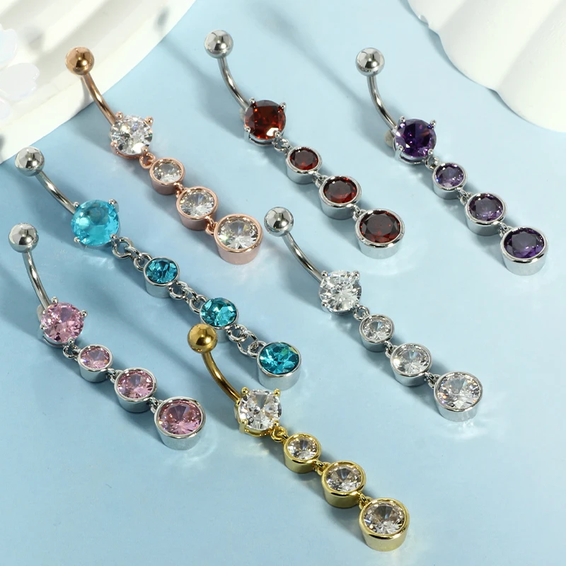 Hot sales 50pcs mix color belly navel rings for women 14g stainless steel dangle belly button rings