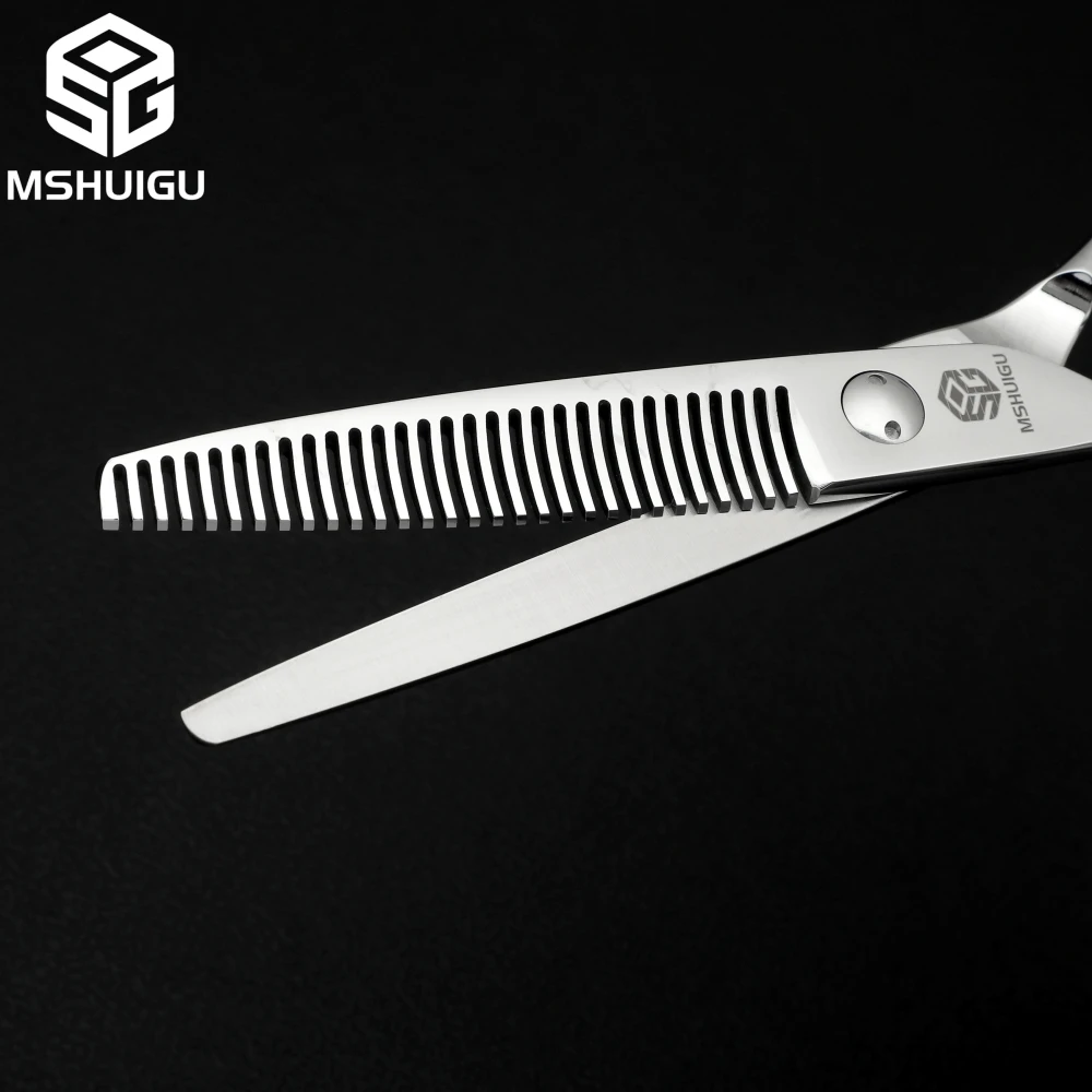 MSHUIGU Professionelle Friseurschere für Linkshänder, Hitachi 440C, 6–6,5–6,8 Zoll, mehrere Effilierscheren, Kammkette – Detail 16