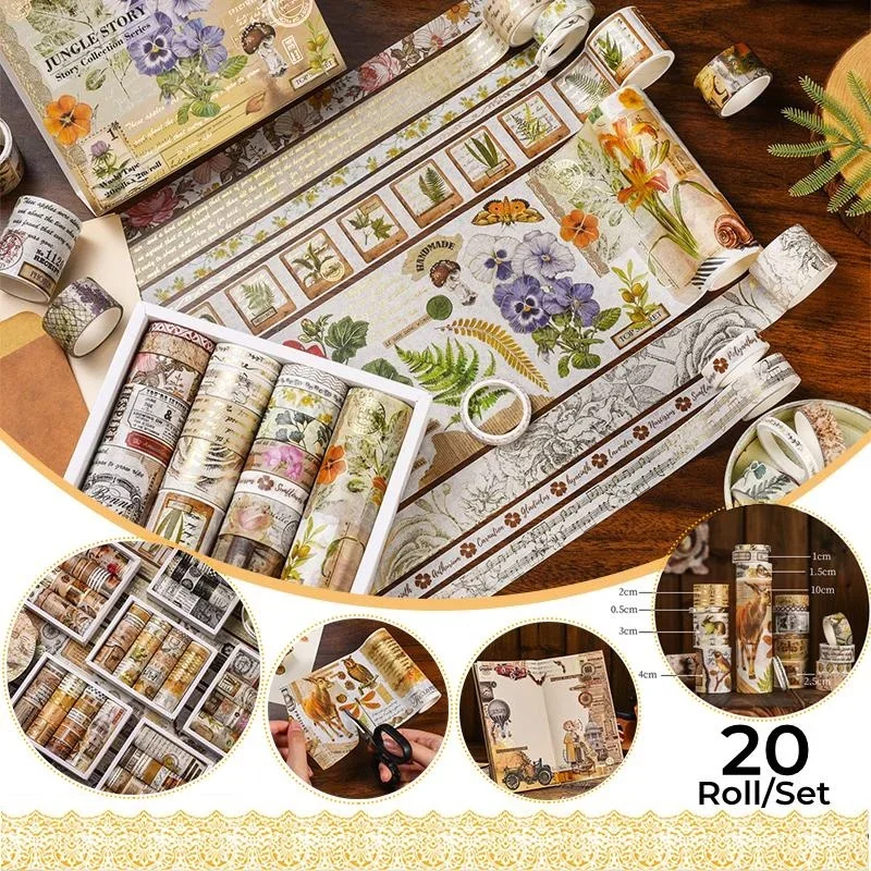 

Vintage Washi Tape DIY Card Making Scrapbooking Album Decor Flowers Birds Animals Pattern Vintage Stickers Scrapbooking Supplies