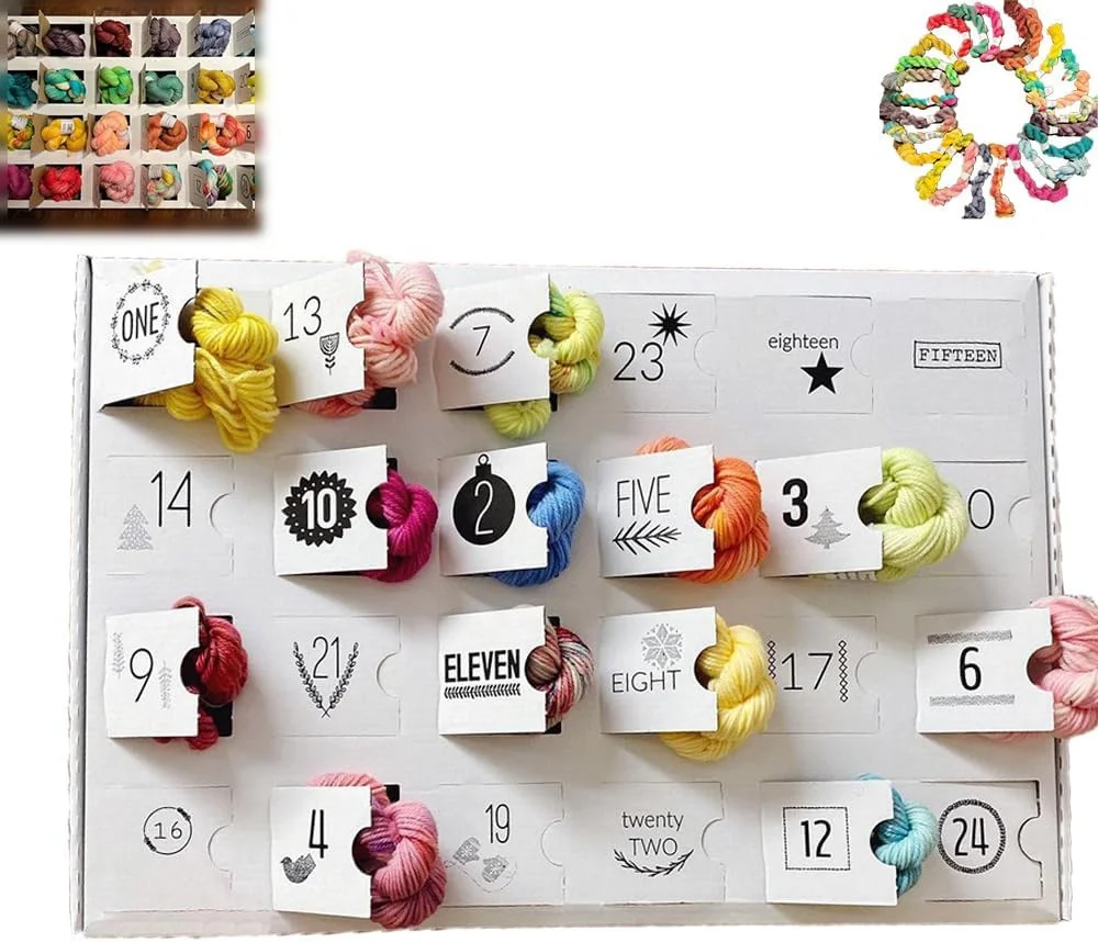 Wool Advent Calendar Christmas Countdown 24 Days Crochet Advent Calendar Yule Yarn for Knitter Markers