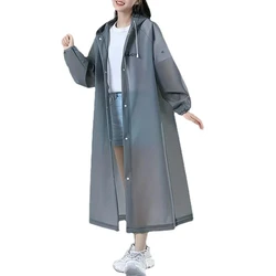 Women's Lightweight Waterproof Hooded Rain Poncho - One - size (Grey)
