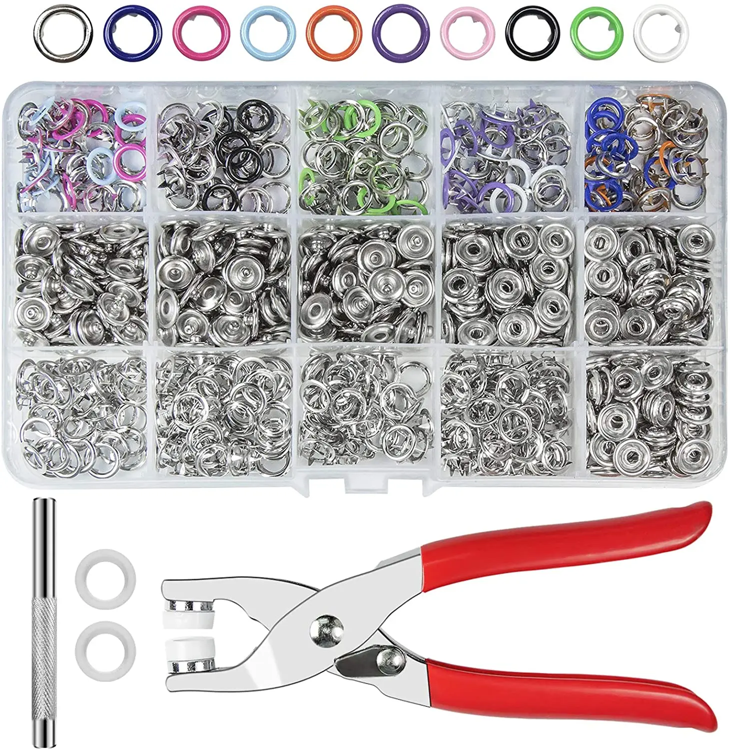 Sewing Snaps Fasteners Kit with Press Pliers Installment Tool, Heavy-Duty  Snap Pliers Sets with 4 Size Plastic Metal No-Sew Snap Buttons for Sewing