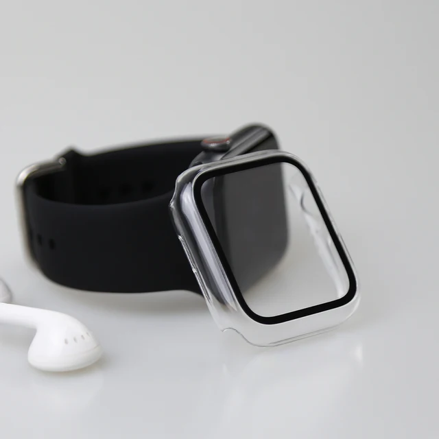 Glass+Watch Cover for Apple Watch Case 41mm 45mm 40mm 44mm 42mm 38mm Matte Bumper+Screen Protector for Iwatch SE 7 6 5 4 3 2 1 Transpaernt