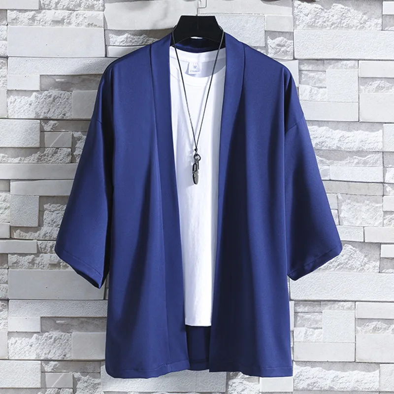

Summer Black Kimono Cardigan Women Men Japanese Obi Mens Yukata Woman Haori Japanese Silk Coat Traditional Clothing