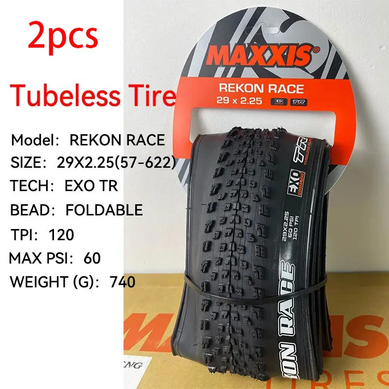 Copertone Maxxis Rekon Race 29x2.25 Tubeless Pieghevole – Coppia EXO, Per Mountain Bike XC