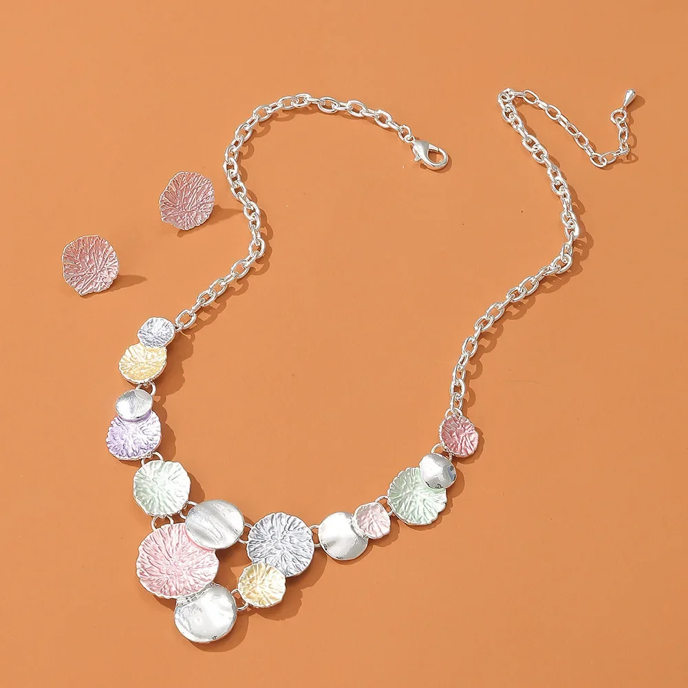 Women's Sequin Stitching Necklace and Stud Earrings Set Jewelry Gifts For Party Christmas Birthday