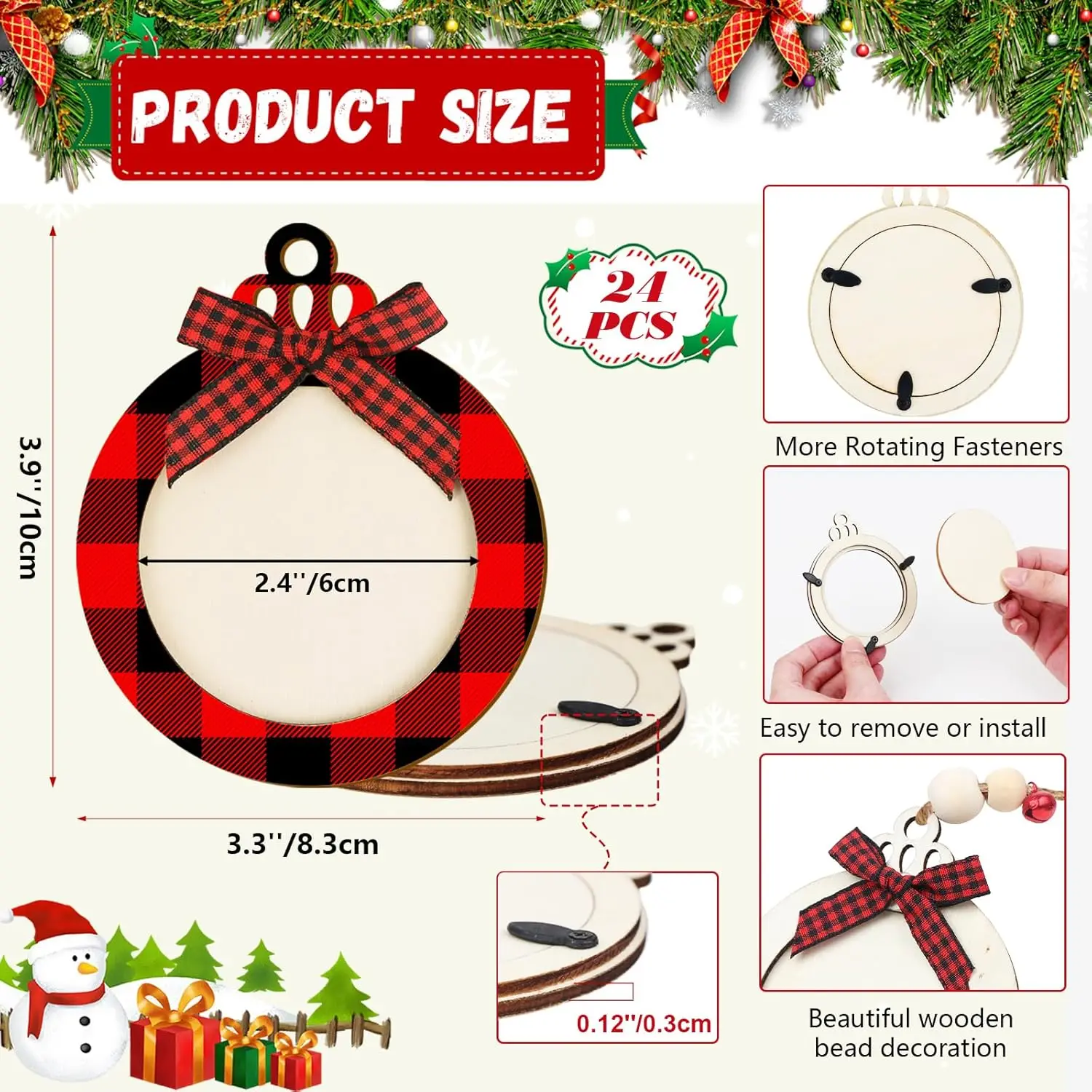 Christmas Picture Frame Decorations DIY Wooden Photo Decorations Hanging Decorations