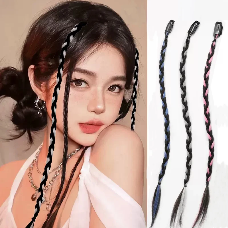 

2pcs Y2K Girls Tissued Boxing Braids Girls Cool Fashion Wig Braid Women Twist Braid Traceless Invisible BB Clip Boxing Braid