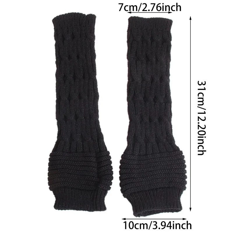 Women's Knitted Long Hand Gloves Warm Embroidered Winter Gloves Fingerless Gloves For Women Girl Guantes Invierno Mujer Luvas - 6