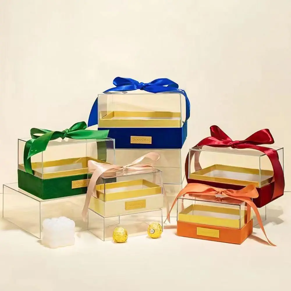 Transparent Wedding Hand Gift Box, Luxury Acrylic Bow Present Container for Valentine's... - SKU THGB1913 - UGI Packaging