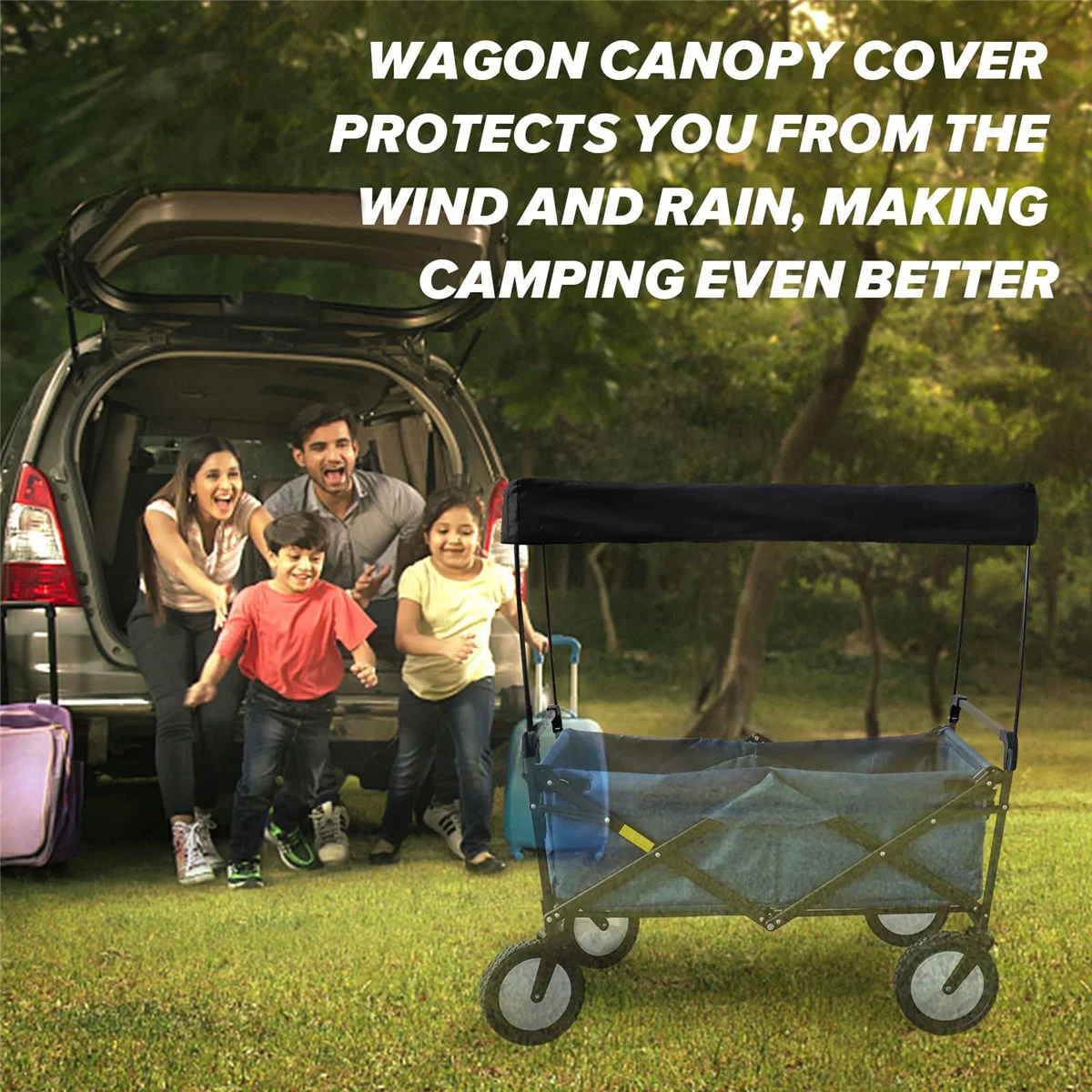 Awning Canopy for Garden Wagon Attachment Sun Shade Cover Trolley Cart Accessories Outdoor Camping Picnic Equipment