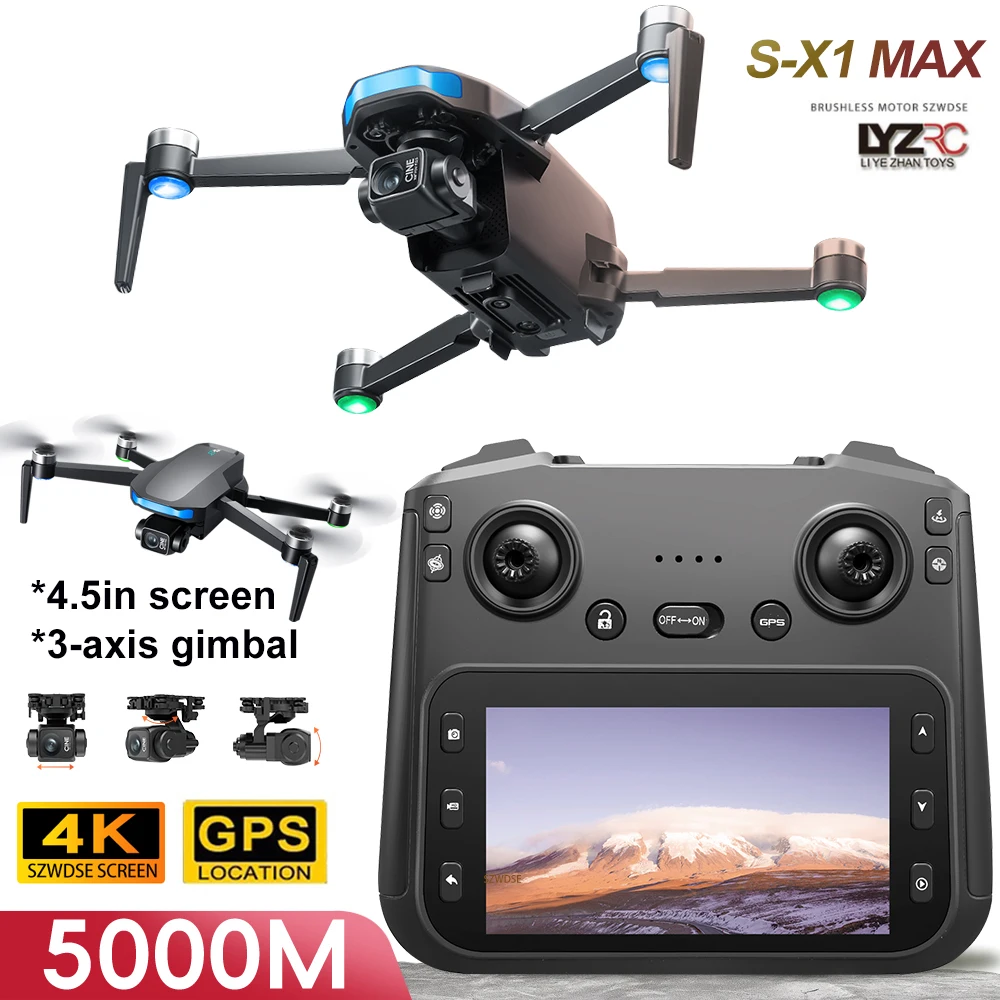 S-X1 MAX GPS Drone 4K Telecamera HD professionale Gimbal a 3 assi Antenna Brushless Trasmissione di immagini digitali 5G FPV Dron RC Quadcopter