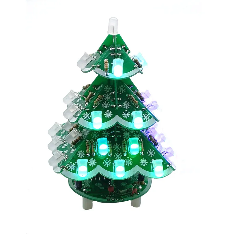 LED 깜박이는 조명이 포함된 3D DIY 크리스마스 트리 키트 전자 납땜 회로 훈련 부품