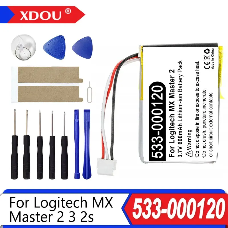 Batería de repuesto para ratón de 3,7 V para Logitech MX Master 2 3 2s MX Anywhere 2 2S MX ERGO M-RO052 910-004374 533-000120 600mAh