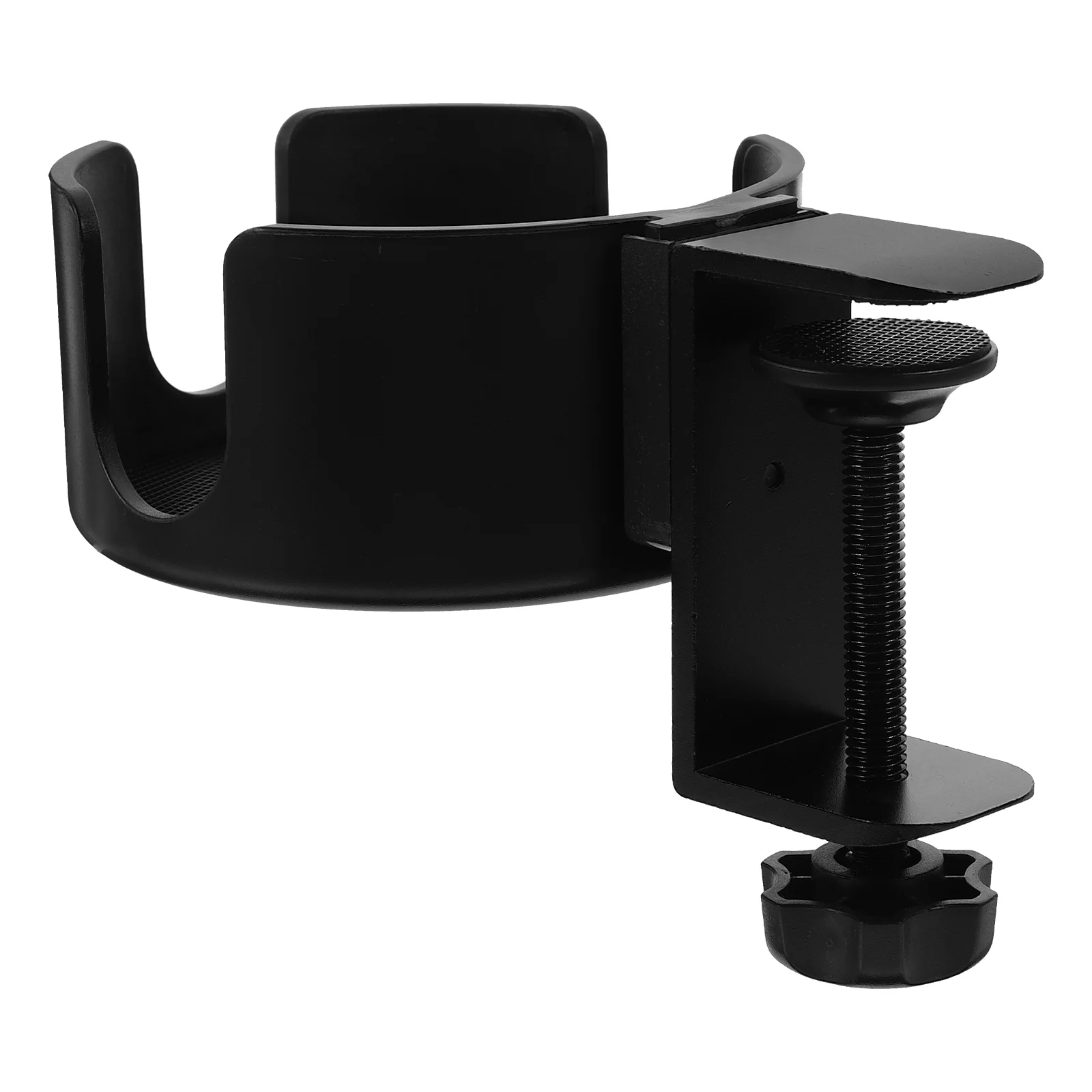 Black Clip On Cup Holder Desk Clamp Bottle Stand Table Side Drink Rack Office Cup Tumbler Holders Storage Desktop Accessories