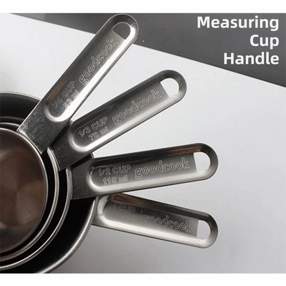 8Pcs Stainless Steel Measuring Cups Measuring Spoons Set Scaled Gold Silver Measuring Tools Stackable Spoons Baking Tools