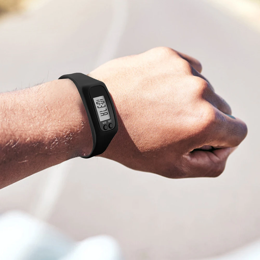 LED Pedometer Bracelet Wrist Calorie Counter 12/24H Time Display Walking Running Pedometer Fitness Watch for Outdoor Sports 3