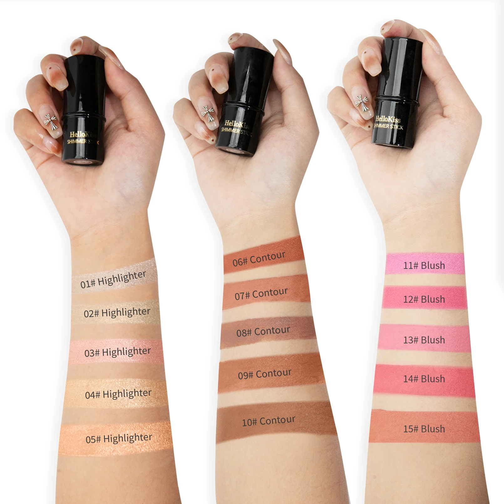 15 Color Waterproof Shimmer Face Bronzer Highlighters Glitter Corrector Contour Illuminator Stick Creamy Blush Makeup Cosmetics