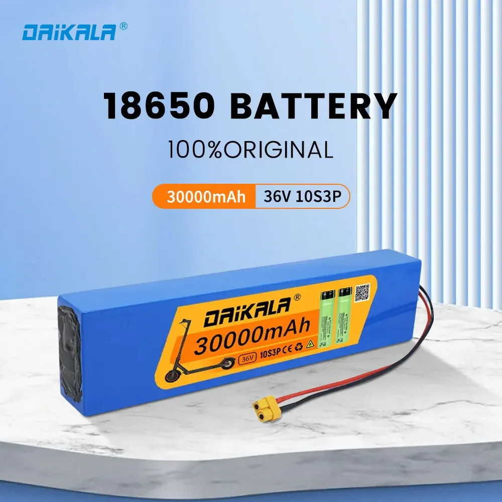 

36V battery 30Ah 18650 lithium battery pack 10S3P 30000mAh 500W same port 42V electric scooter M365 ebike power battery with BMS