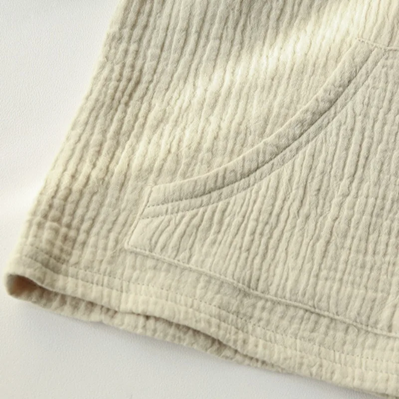 Cotton Double-Layer Gauze Thin Hoodies Casual Children's Spring New Loose Pockets Half Open Buttons Long-Sleeved Shirts