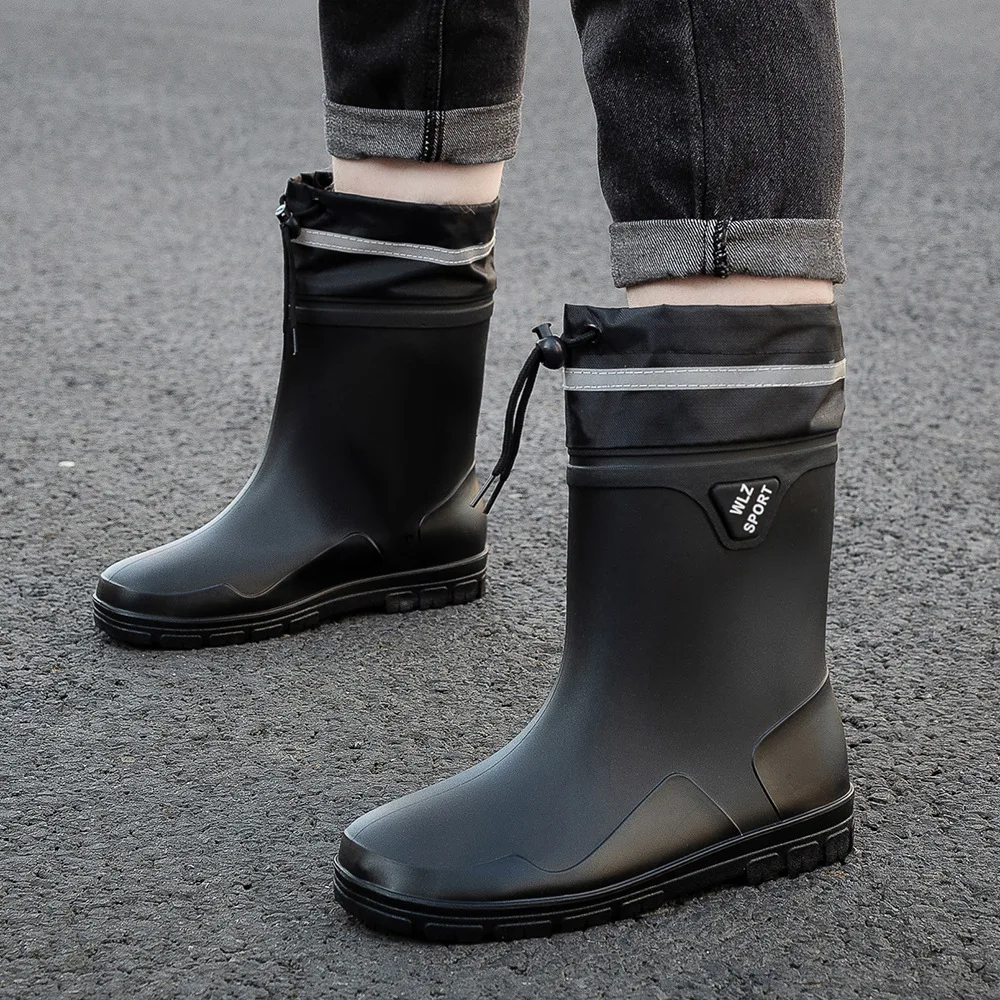 Fashion Women's Large Size Short Tube Medium Tube High Tube Waterproof Rain Boots Outdoor Work Rubber Boots Platform Boots